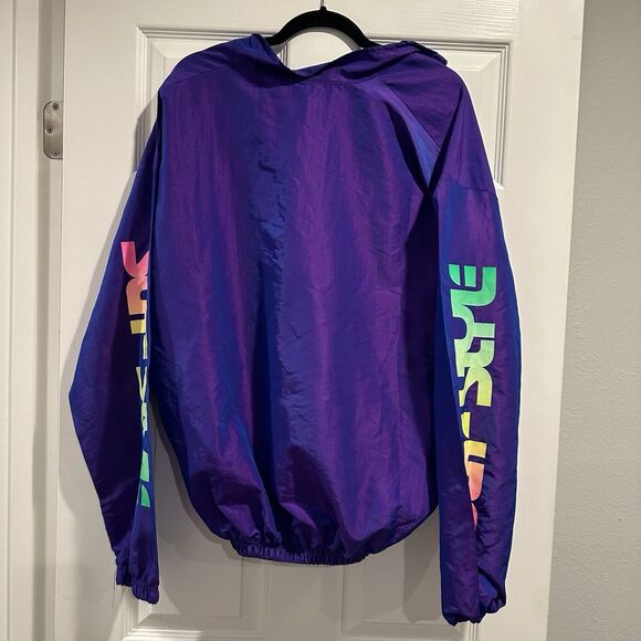 Surf Style Windbreaker Sz Medium Vintage Pullover 1/4 Zip Metallic Purple 90 EUC - Picture 8 of 8